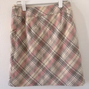 Vintage Ann Taylor Loft Pink Plaid Wool Skirt